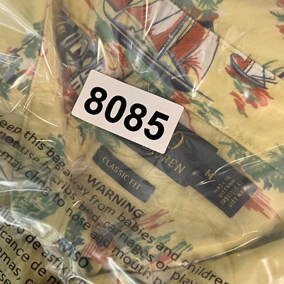 Polo Ralph Lauren Medium Custom Fit Pocket T Polo Yellow Tropical Print Shirt - Picture 9 of 9